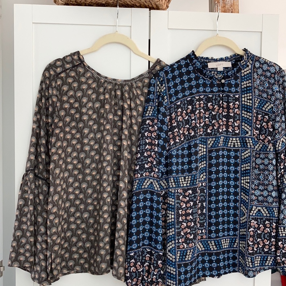 LOFT Patterned Print Dress Shirts XS Set of 2